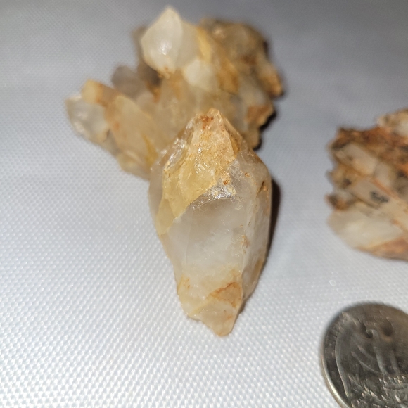 Natural Arkansas Quartz Crystal Cluster Set of 3 with Manganese Dendrites - Picture 4 of 7